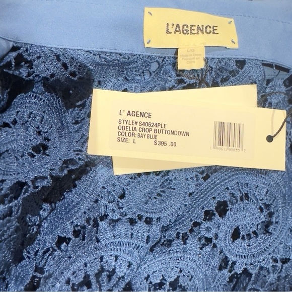 L'AGENCE Odelia Lace Crop Button-Up Shirt Loose Fit Long Sleeve Blouse Top NEW - Picture 14 of 15